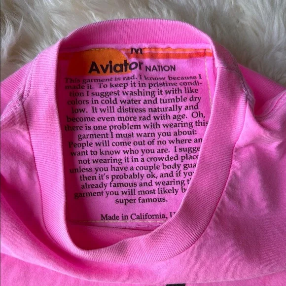 Aviator Nation Pink Lightning Bolt T-Shirt, size Medium - Picture 3 of 6